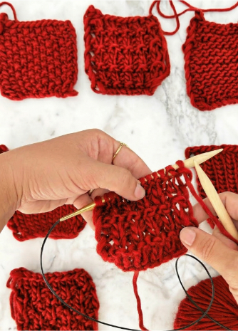 Stitch Sampler Kit: Learn The Basics Knitting Kit - Make your first Placemat & Coasters - Yummy Version