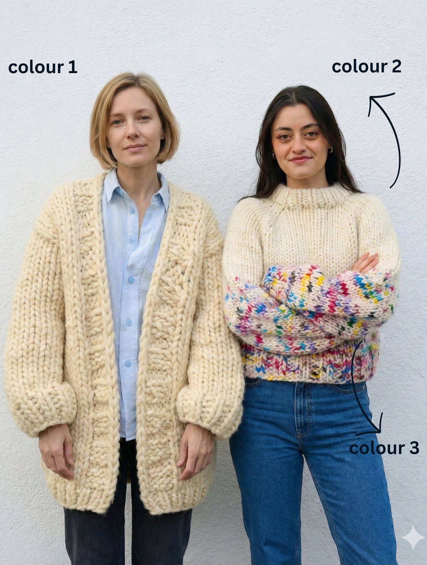 2 Kits Bundle | Simone Cardigan + Rainbow Sweater - Yummy Yarn Version