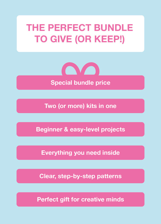 2 Kits Bundle | Knitting Stitch Sampler Kit Make your first Snood + Morse Scarf - Yummy Yarn Fine Version