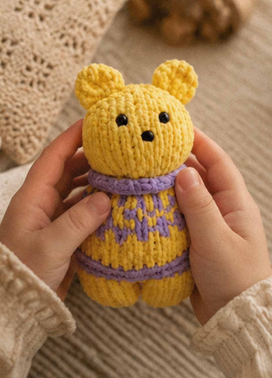 The Knitty Bear - Easy Mini Knitted Bear Kit - Cuddle Yarn