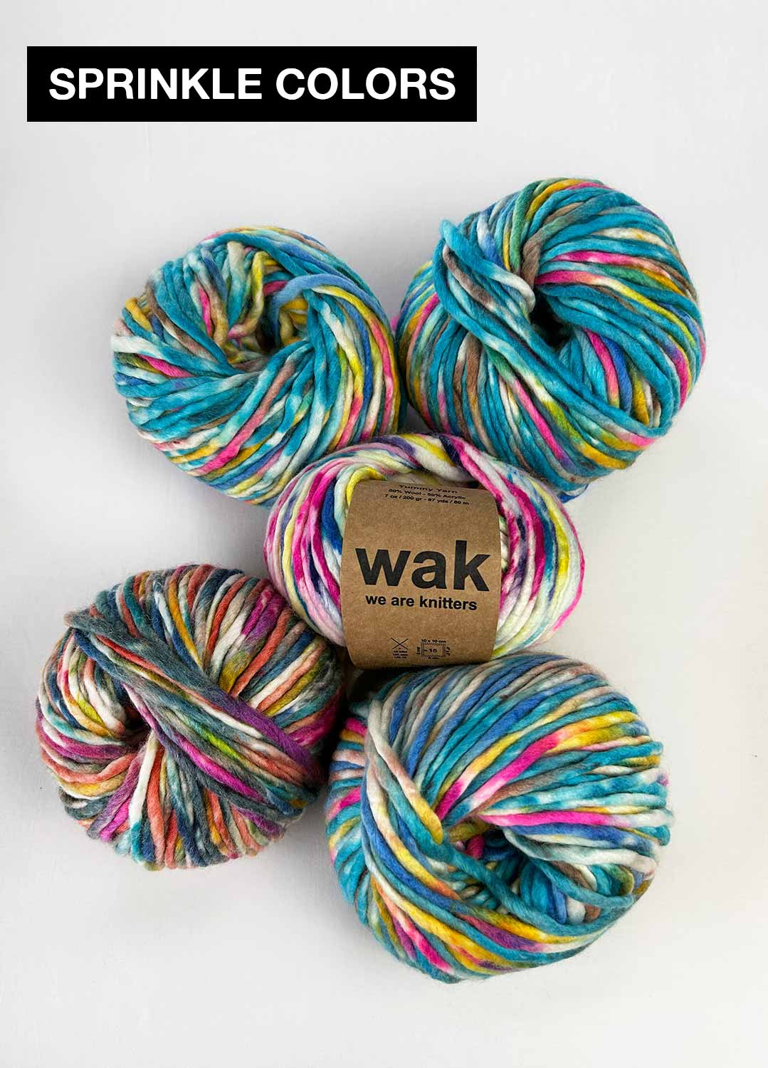 5 Pack of Yummy Yarn Balls - Sprinkle Colors